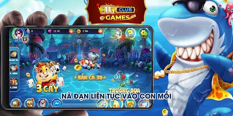 Hình ảnh thể hiện kỹ thuật nã đạn liên tục vào con mồi trong trò chơi bắn cá jackpot.