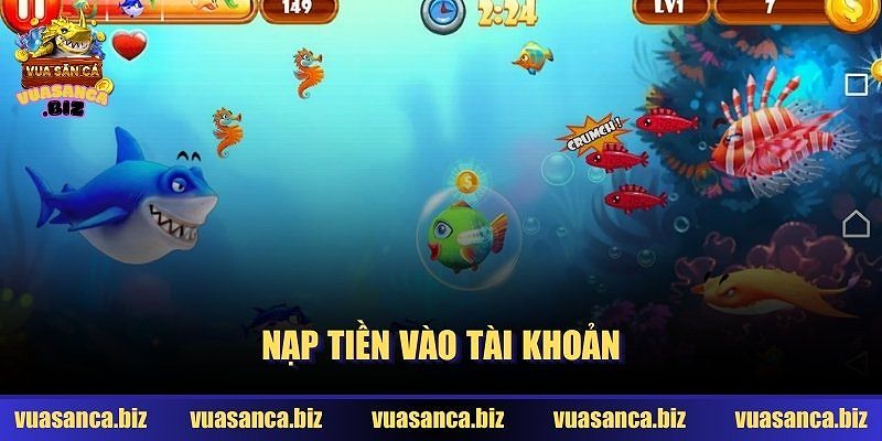 Hướng dẫn nạp tiền vào tài khoản Bắn Cá Jackpot với hình ảnh mô tả quy trình.